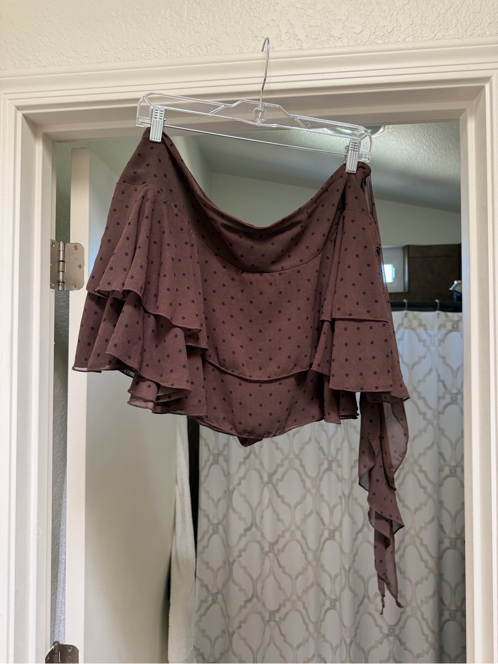 Zara Brown Polka Dot Asymmetrical Ruffle Mini Skirt